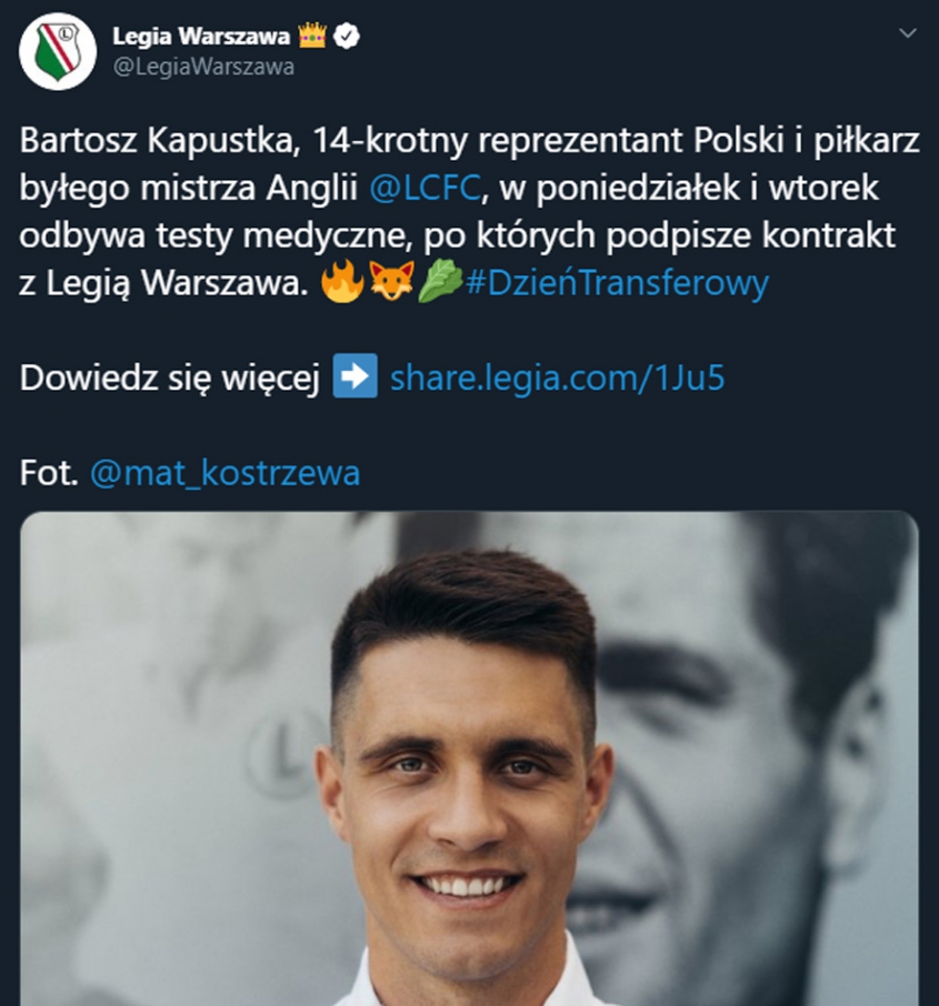 Bartosz Kapustka na testach medycznych w Legii!